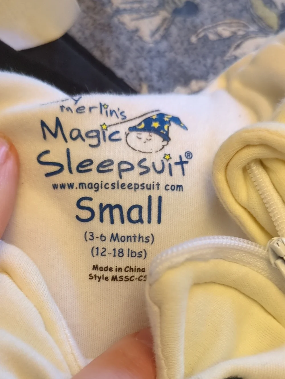 Baby Merlin's Magic Sleepsuit- Yellow Cotton, Washed But Unworn